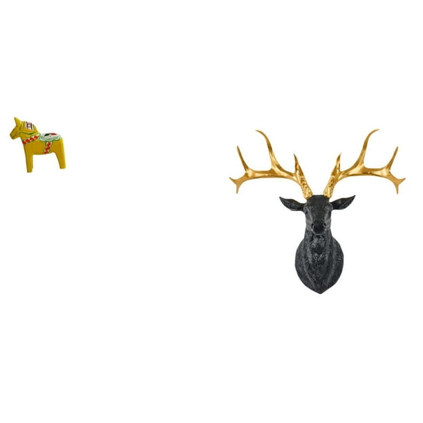 Figura de escritorio,Estatua tradicional sueca del caballo de Dala,Figura creativa del caballo Dalecarliano,Estatua de cabeza de ciervo,Decoración de pared con cabeza de ciervo,animales,adorno
