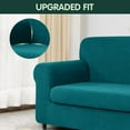 thumbnail image 5 of CHUN YI Stretch 2-Piece Checks Sofa Cover with Cushion Cover Slipcover, XL-Sofa, Teal, 5 of 6