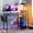 Black, variant on Bestier Gaming Desk with LED Lights, 44'' Computer Desk with Reversible Shelves, PC Gamer Desk with Side Storage Bag, Hooks and Height Adjustable Shelf for Home Office, Carbon Fiber Black
