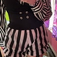 thumbnail image 3 of Cathery Women's Fashion Bloomers Shorts Halloween Gothic Stripe Pumpkin Pants Lolita Ruffle Elastic Waist Short Pants, 3 of 8