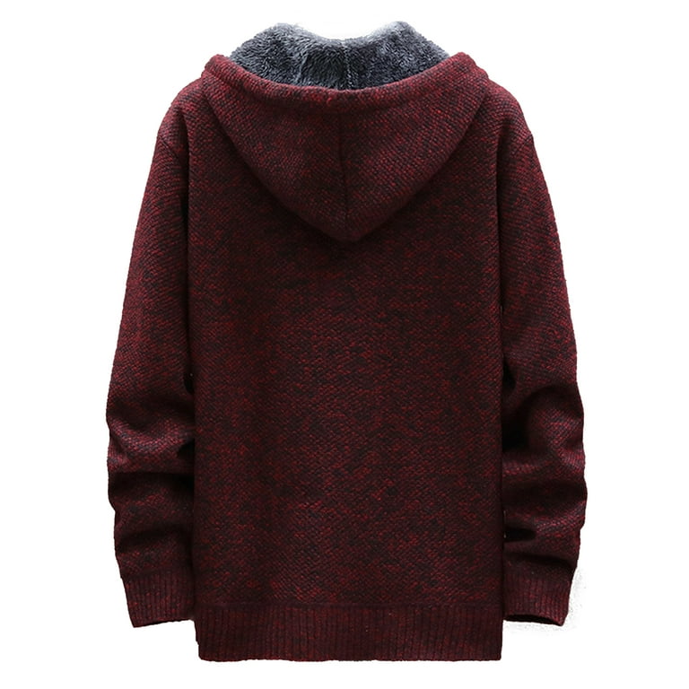 Men s Thick Fleece Faux Fur Lined Hoodie Jackets Zip Up Winter Thermal Coat Outerwear
