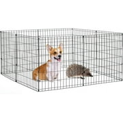 Bestpet Playpen Dog Fence, Exercise Pen Metal Wire Portable Crate Kennel Cage for Small Pet (Dog, Cat, Rabbit) Black, 24 Inches