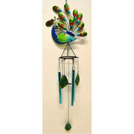 Great World Peacock Wind Chime in Blue/Green/Red
