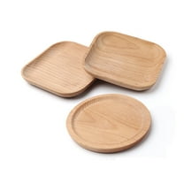 HEMOTON Beech Serving Plates Heavy Duty Dinnerware Disposable Party Plates - Round