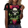 thumbnail image 3 of Skull T Shirts Basic T-Shirt Short Sleeve Ladies Tee Shirt Summer Graphic Clothing, 3 of 5