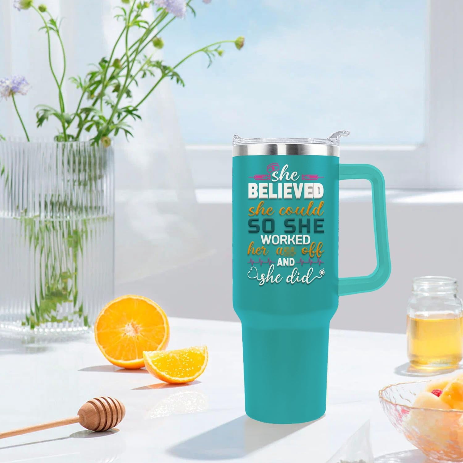 Nurse Gifts for Women Nurse Tumbler Nurse Coffee Mug Cup with Lid and Straw - 40 Oz Stainless Steel Insulated Water Bottle - Gifts for Practitioner Nurse Nursing Student Men Women