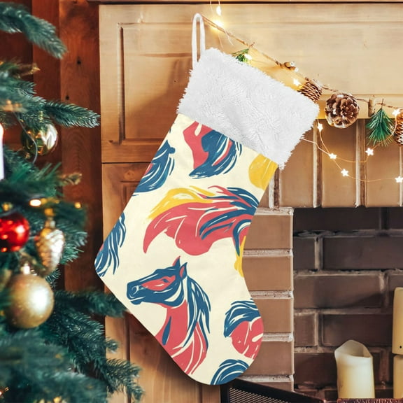 RMDQTR Christmas Stockings for Xmas Gifts - Large Size Festive Holiday Decor for Family Horses Pattern
