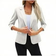 thumbnail image 4 of KIHOUT Women's Ruched 3/4 Sleeve Blazers, Lightweight Slim Fit Jackets with Padded Shoulder for Business Coat, 4 of 7