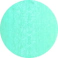 thumbnail image 1 of Ahgly Company Machine Washable Indoor Round Solid Turquoise Blue Modern Area Rugs, 6' Round, 1 of 4