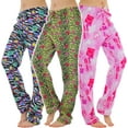 thumbnail image 3 of ToBeInStyle Women's Pack of 3 Assorted Print Fleece Lined Pajama Bottoms - Animal Print & Hearts - Large, 3 of 6
