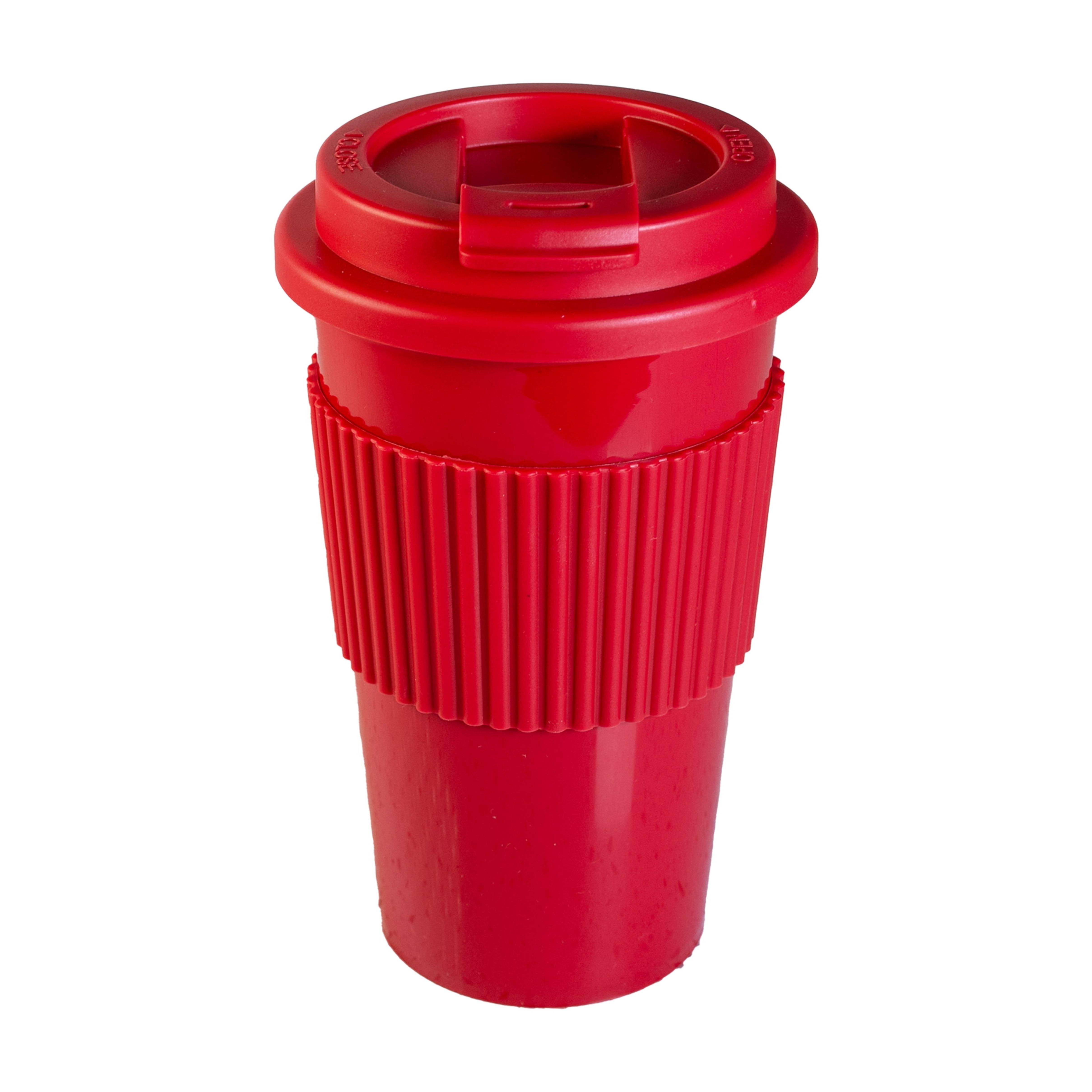 Mainstays 18oz Plastic To Go Coffee Tumbler, Red Perfect for Your On-The-Go Beverages