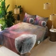 thumbnail image 4 of Ambesonne Pink Fitted & Top Sheet Set with Shams, Frozen Planet Nebula, Pink, 4 of 8