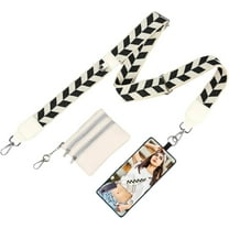 JUMRHFAN Phone Strap with Zipper Pouch- Stylish Adjustable Anti Theft Cellphone Lanyard Wrist Strap with Leather Wallet for All Phones (Stripe White)