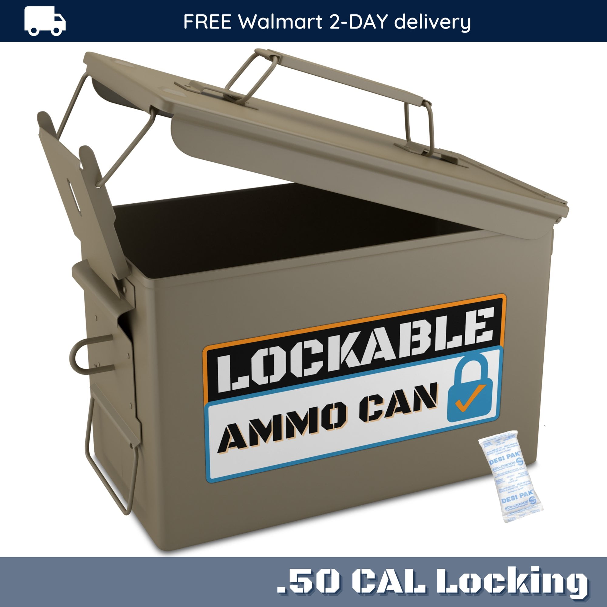Solid Tactical 50 Cal Metal Ammo Can with Welded Locking Kit Military