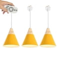 thumbnail image 1 of FSLiving Remote Control Pendant Light 3 Lights J-Type Track Pendant Lamps Scandinavian Style Pendant Lights for Kitchen Hanging Lamp Modern Wood and Aluminium Light Customizable - Yellow, 1 of 7