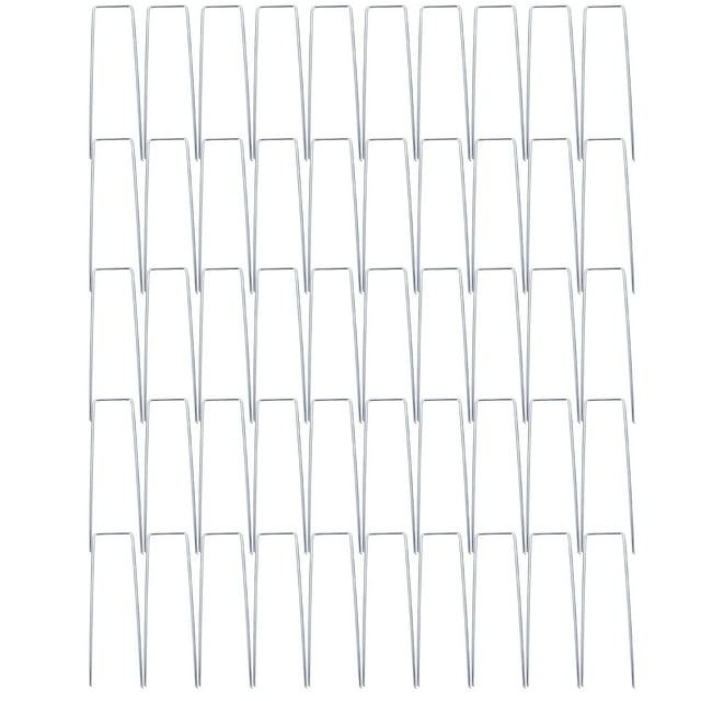 OULII 50Pcs U Shaped Garden Nails Metal for Landscaping and Grass Proofing