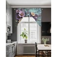 thumbnail image 4 of Purple Spring Flowers Kitchen Curtains Swag Valance for Windows/Bathroom/Cafe, Retro Blue Mottled Wall Pastoral Rod Pocket Drape Panel Swag Curtain Valance for Bedroom/Living Room 55''x36'', 4 of 6