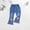 Dark Blue, variant on Girls Dark Blue Flare Jeans with Bow, Elastic Waist, Distressed Hem for Kids & Kids,Size 5-6 T