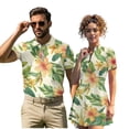 thumbnail image 2 of Aplkyhs Tropical Floral Matching Couple Sport Shirts Quarter Zip Matching Golf Shirts for Couple Lightweight Mens Hawaiian Shirt Moisture Wicking Suitable for Outdoor Sports, 2 of 6
