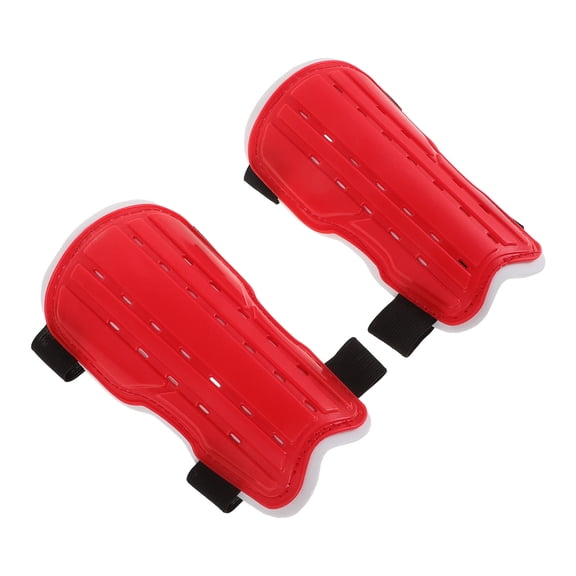 LITINKIMI Youth Shin Guards for Kids and Teenagers, 1 Pair Red PU Protective Gear with Ventilation Design