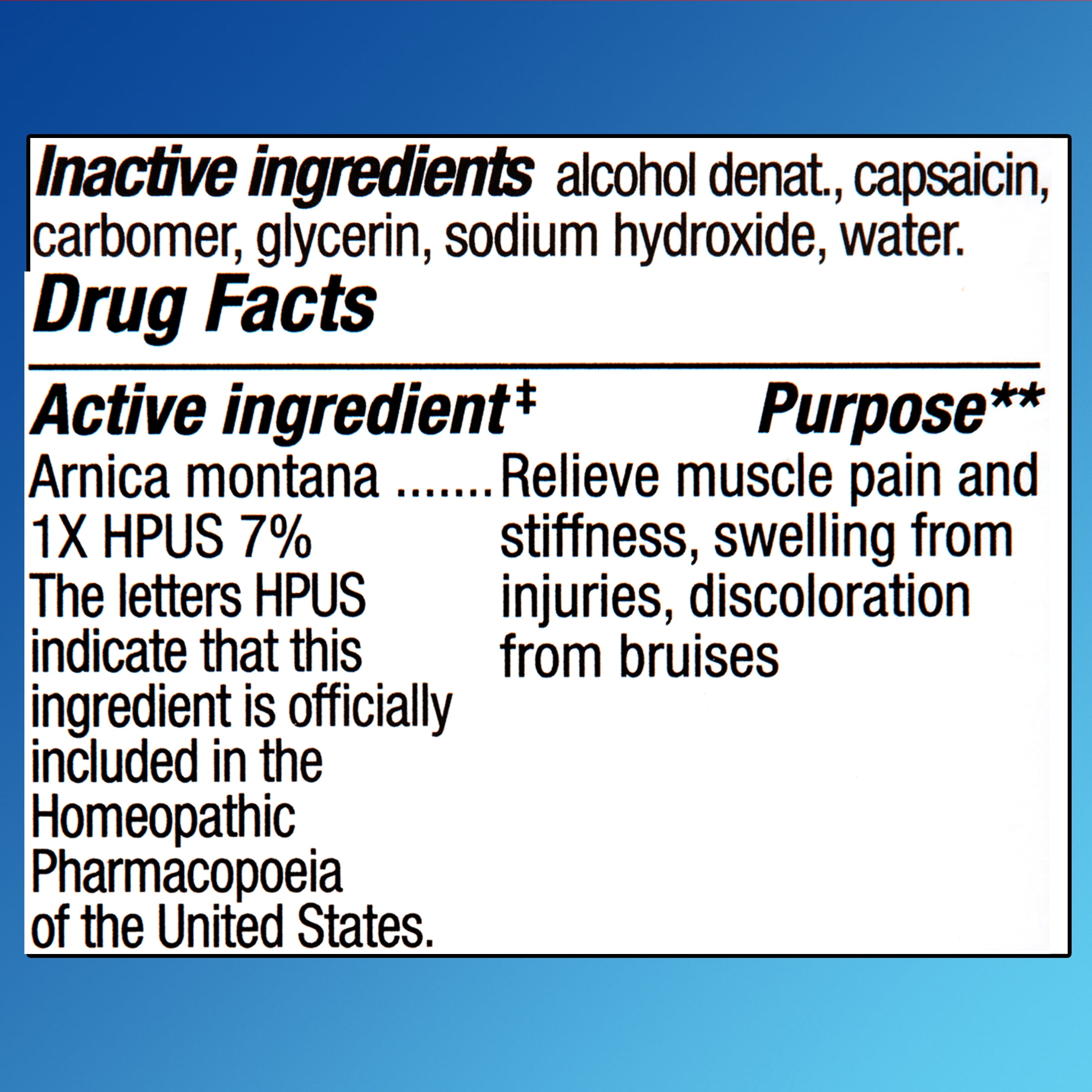Equate Arnica Pain Relieving Gel with Capsaicin, 2.6 oz, Compare to Amicare® Gel Active Ingredient