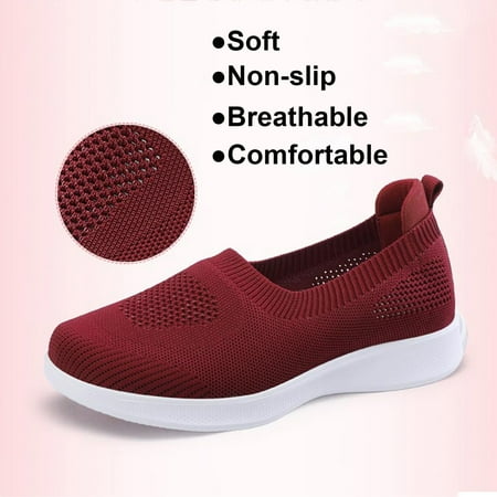 

Cathalem Womens Sneaker Boots Slip On Breathe Mesh Walking Shoes Women Fashion Comfort Flat Loafers Womens Gymnastics Sneaker Red 8