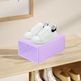 thumbnail image 5 of Qocolhg Clear Stackable Shoe Storage Box Storage Transparent Foldable Home Textile Storage Stuff Organizer, 12x8x5 inch Clamshell Storage Box, Plastic Drawer Organizer with Front Opening (Purple), 5 of 6