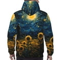 thumbnail image 7 of Pofeuu Oil Starry Sky Sunflower Print Mens Casual Hooded Collar Drawstring Hoodies Pullover Sweatshirts Casual Long Sleeve Shirts-X-Large, 7 of 7
