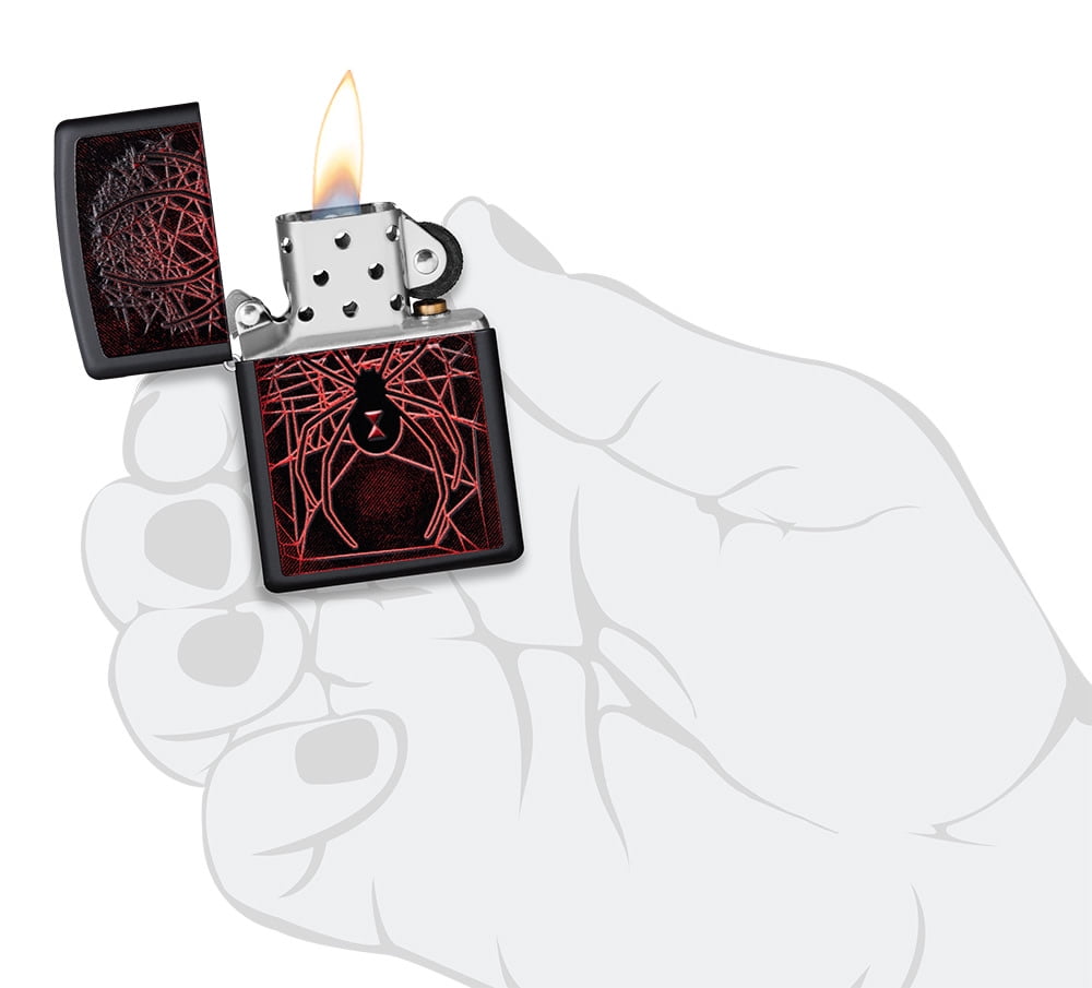 Zippo Spider Texture Print Design Black Matte Pocket Lighter