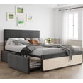 thumbnail image 1 of Full Size Bed Frame with Storage Drawers, Upholstered Platform Bed with Metal Slats Support, Linen Fabric Bed Frame Noise-Free, No Box Spring Needed, Easy Assembly, 1 of 9