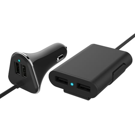 4 Port Universal Car Charger For Multiple Pengers With Front 4 Port Universal Car Charger For Multiple Pengers With Front Backseat Access Black