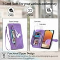 thumbnail image 7 of for Samsung Galaxy A32 5G Case for Women,Cute Wallet Case with Zipper Pocket Purse Flower Embossed PU Leather Card Slots Wrist Strap Flip Folio Protective Phone Cover for Samsung Galaxy A32 5G, Purple, 7 of 7