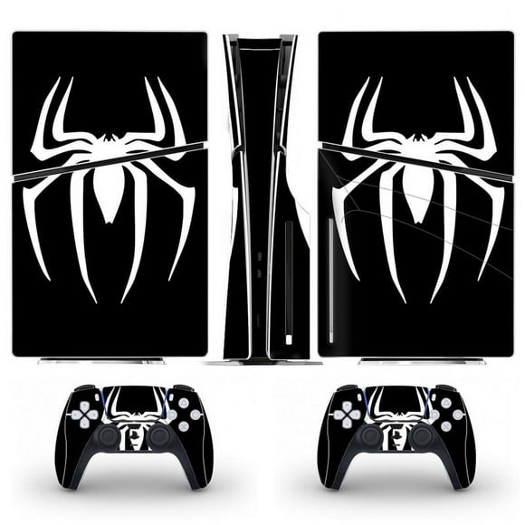 Playstation 5 Slim Ps5 Slim Black Spider Man Skin Decal And Controller Stickers Set, Scratch-resistant (Disk)