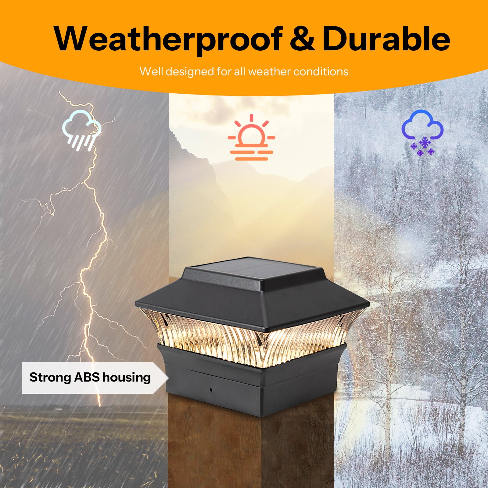 Involux Solar Post Cap Lights Outdoor, Waterproof LED Deck Fence Post Light for 4x4 Vinyl Post and Wooden Flat Surface 25 Lumen 3000K Warm White Garden Patio Decoration Light, Black 8 Pack IL0108-08