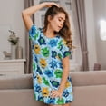 thumbnail image 3 of Fuzoiu Cartoon Monster Print Women Nightgowns, Soft Comfy Lightweight Short Sleeves Sleepwear,Crew Neck Loungewear, 3 of 6