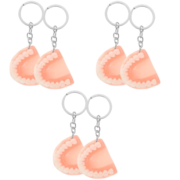 WORGEOUS 6 pcs  Pendant Key Chain Handbag Ornament Tooth Keychain Trick Gifts for Women Men