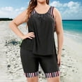 thumbnail image 2 of FAHXNVB Women's Plus Size Tankini Swimsuits Two Piece Bathing Suit Flowy Rash Guard Sleeveless Swimwear Tops with Capris Shorts,XXXXL,Black, 2 of 7