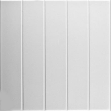 Bead Board 1 6 Ft X 1 6 Ft Foam Glue Up Ceiling Tile In Plain White 21 6 Sq Ft Case