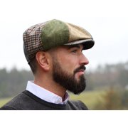 Hanna Hats Irish Tweed 100% Wool Cap for Men Donegal 8 Piece Patchwork Flat Hat Made in Ireland