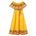 thumbnail image 3 of FYMNSI Plus Size Mexican Dresses with Pockets for Women Floral Off the Shoulder Maxi Dress Mommy and Me Boho Sundress Yellow M, 3 of 8
