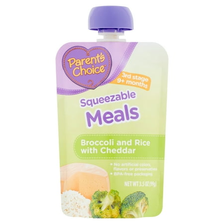 Parent's Choice Broccoli & Rice with Cheddar, Stage 3, 3.5 oz Pouch