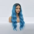 thumbnail image 6 of Wig with Bangs, Wigs for Women, European And Gradient Blue Long Curly Hair High Temperature Silk Wig, 6 of 9