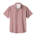 thumbnail image 5 of Fabrcox Men's Short Sleeve Button Down Shirts Plaid Collared Fishing Shirt for Men Summer Color Block Lightweight Sun Shirt Men Red XXXL, 5 of 6