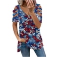 thumbnail image 2 of Fesfesfes Short Sleeve Athletic Shirt Women Womens V-neck Collar Zipper Color Short Sleeve Fold Casual Blouse Tops Ladies T Shirts Short Sleeve 6(M), 2 of 6