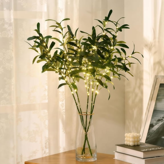 Enchanted Evergreen Olive Branch Lighted Twinkling Tree Lit Stems