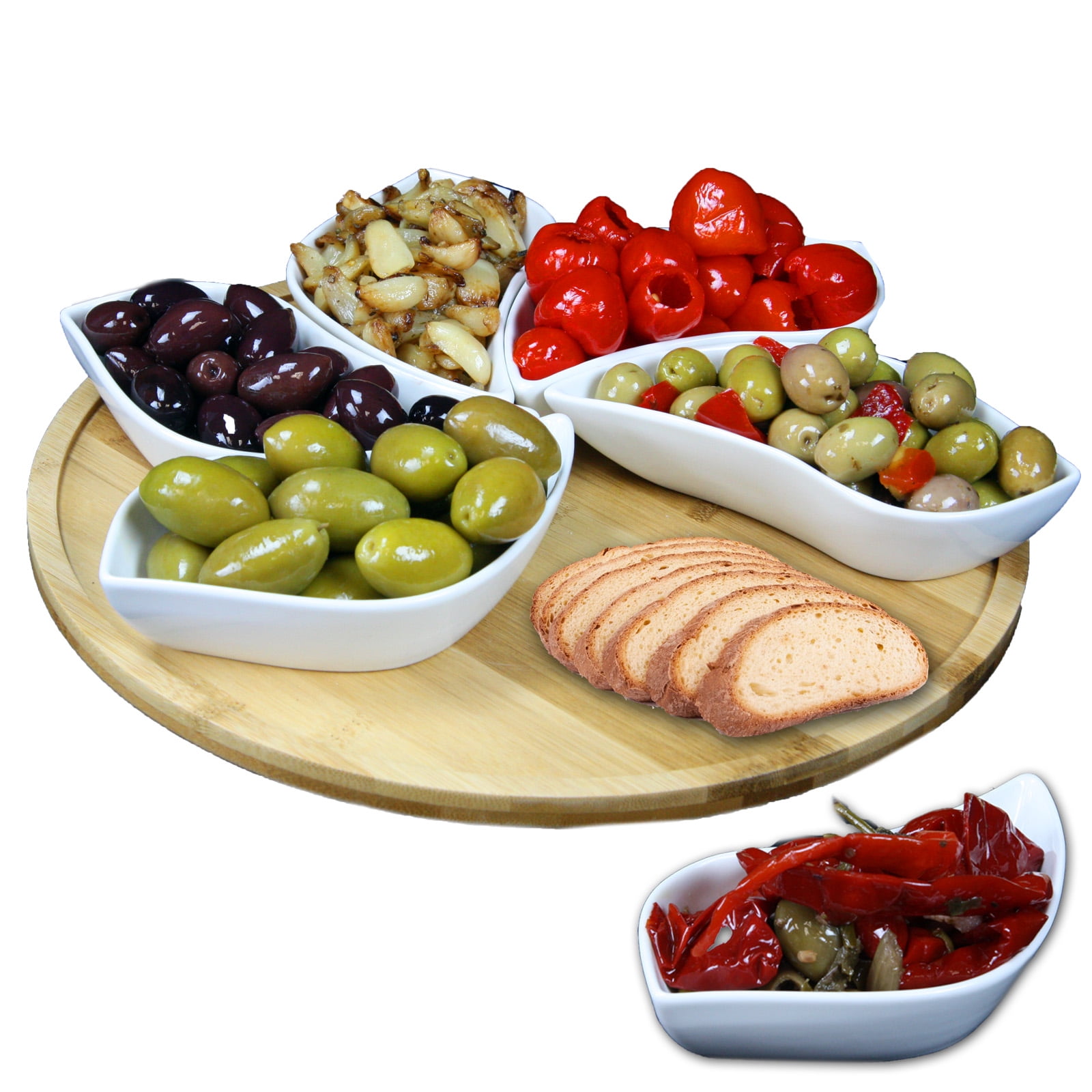 Elama Signature Modern 13.5 Inch 7pc Lazy Susan Appetizer and Condiment Server Set with 6 Unique... by Elama Signature