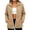 Khaki, variant on Women's Fleece Jacket Stand Collar Full Zip Lightweight Winter Coat with Front Pockets Casual Outdoor Daily Wear Relaxed Cozy Fit