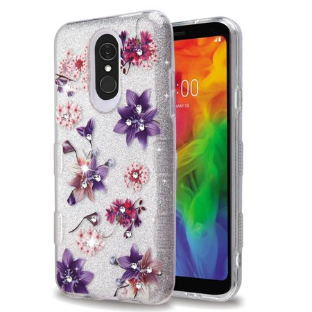 Insten Tuff Glitter Stargazers Dual Layer [Shock Absorbing] Hybrid Hard Plastic/Soft TPU Rubber Case Cover with Diamond for LG Q7/Q7 Plus, Multi-Color