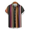 thumbnail image 4 of Wyobmus Mens Summer Striped Shirts Front Button Down Short Sleeve Casual Beach Hawaiian Shirts with Pocket S-5X O-Purple, 4 of 6