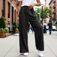 thumbnail image 2 of oqasdz Women Casual Pants High Waist Tied Drawstring Wide Leg Sweatpants with Pockets Comfortable Loose Fit Trousers Stretch Outdoor Activities, 2 of 4